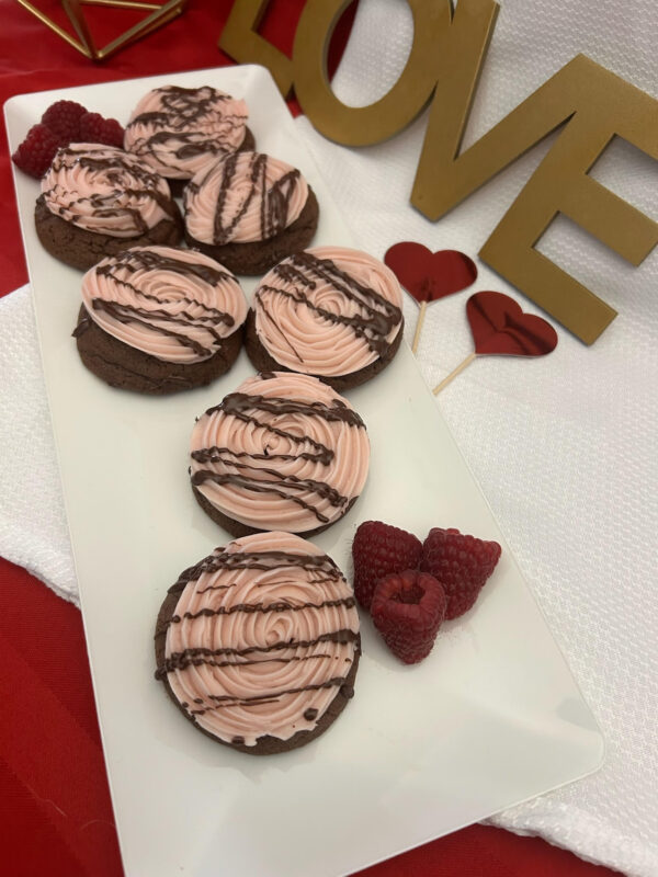 Chocolate Raspberry Buttercream-Frosted Cookies