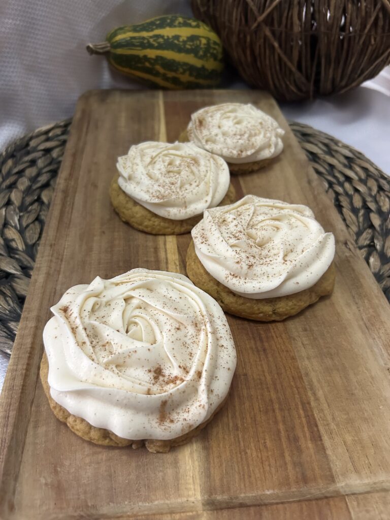 6 Jumbo Pumpkin Cookies with Cream Cheese Frosting